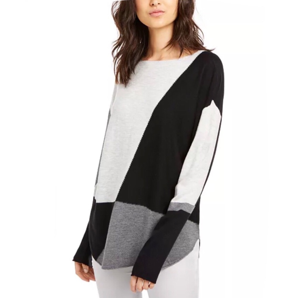 INC International Concepts Plus Colorblocked Shirttail Sweater